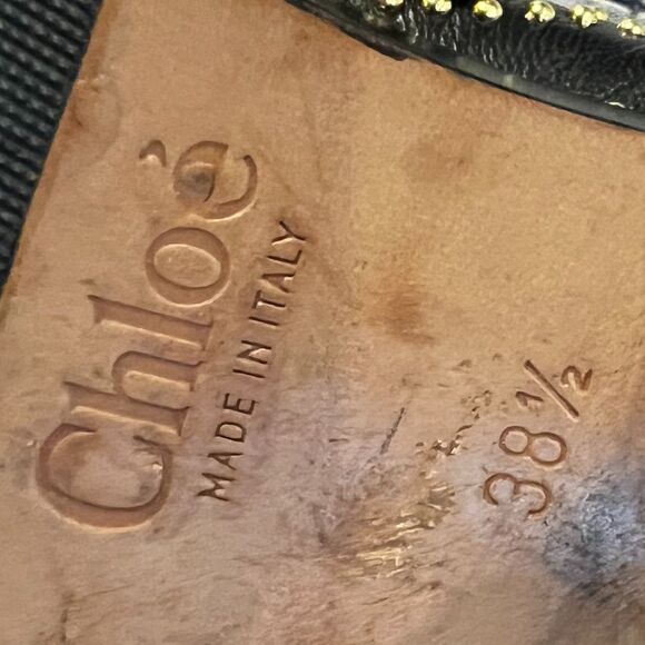 Chloé Susanna 30mm studded ankle buckle zipper leather boots black gold 38.5 - Picture 3 of 10